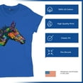 thumbnail image 4 of Tee Hunt Dean Russo Colorful Horse T-Shirt Neon Mosaic Wild Mustang Women's T-Shirt Tee, Blue, Small, 4 of 5