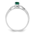 thumbnail image 2 of 925 Sterling Silver Polished Created Emerald Ring Size 6 2mm Wide - .36 cwt -  Jewelry Gift for Mom, 2 of 7