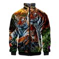 thumbnail image 3 of Chaquetas con estampado de tigre en 3D para hombre, chaqueta informal de manga larga a la moda, ropa de calle transpirable, abrigos holgados y cómodos con cremallera, 3 of 5