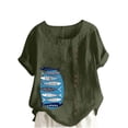 thumbnail image 2 of LEBONYARD Womens Summer Tops Clearance under $5,Womens Tops Summer 2024 spring,Women Casual Cotton and Linen Top Ocean Fish Printed Short Sleeve Button Tunic T-shirt Blouse Tops Green XXXXXL, 2 of 4