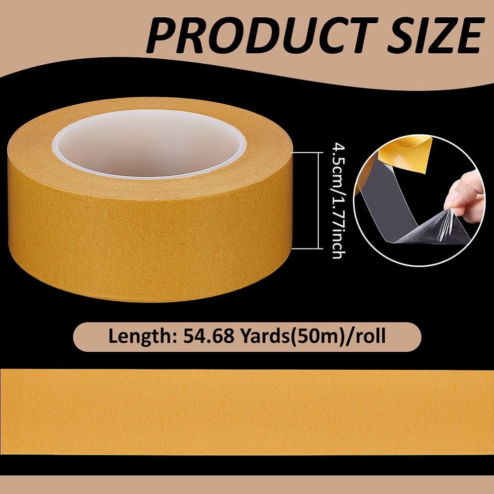 1 Roll Double Sided Adhesive PVC Tape For Packing Paper Craft Handmade Card Photo Albums Gold 4.5cm 50m/roll