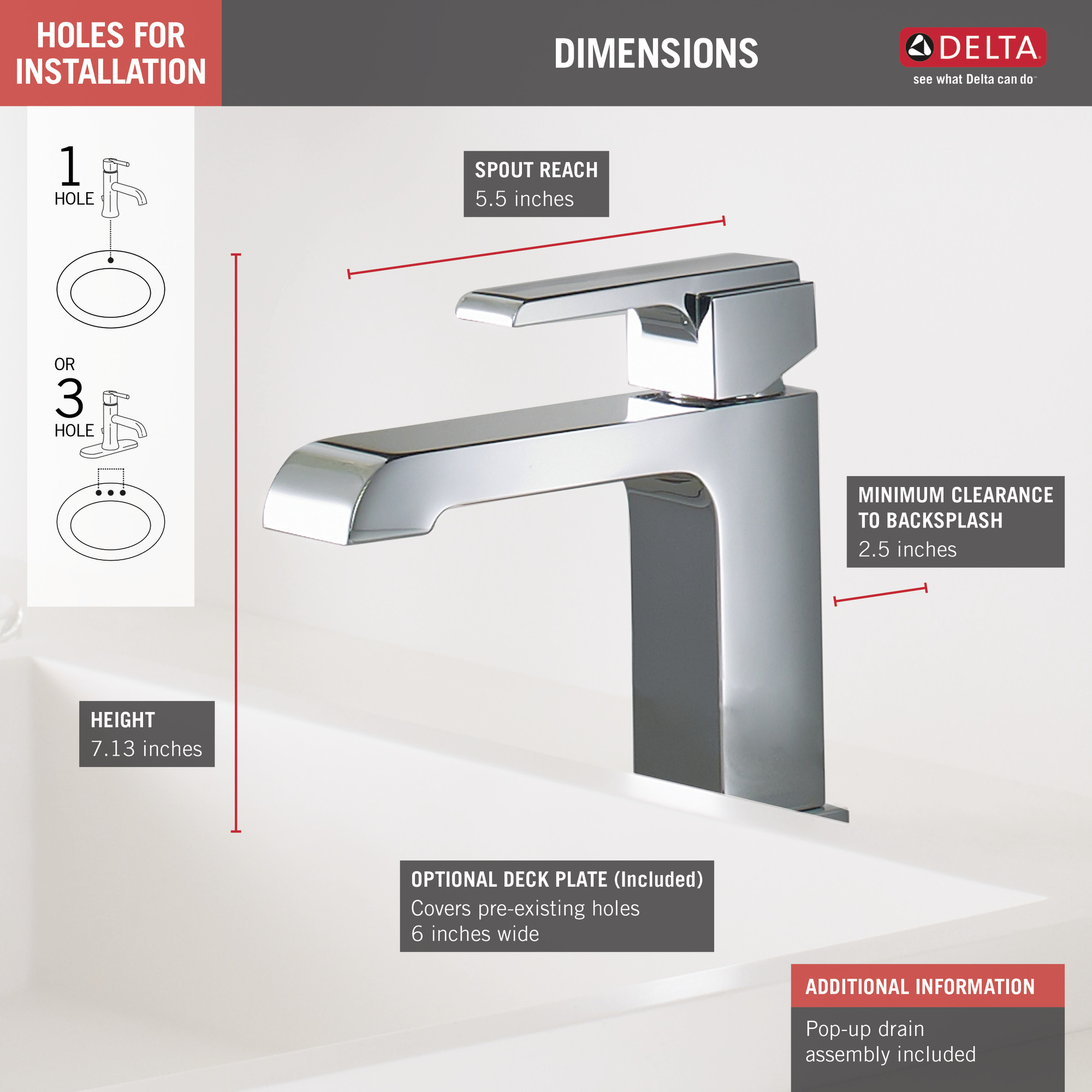Delta Ara Single Handle Bathroom Faucet with Metal Drain Assembly in Chrome 567LF-MPU