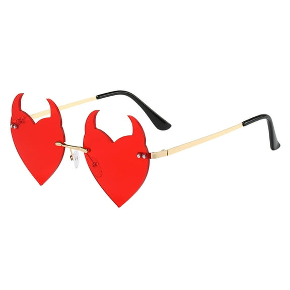 Weikingp Sunglasses Womens Evil Heart Rimless Funny Party Cute Sunglasses 2022 Blank Sunglasses Name Brand Sunglasses Sunglasses Men Womens Sunglasses () Red PC