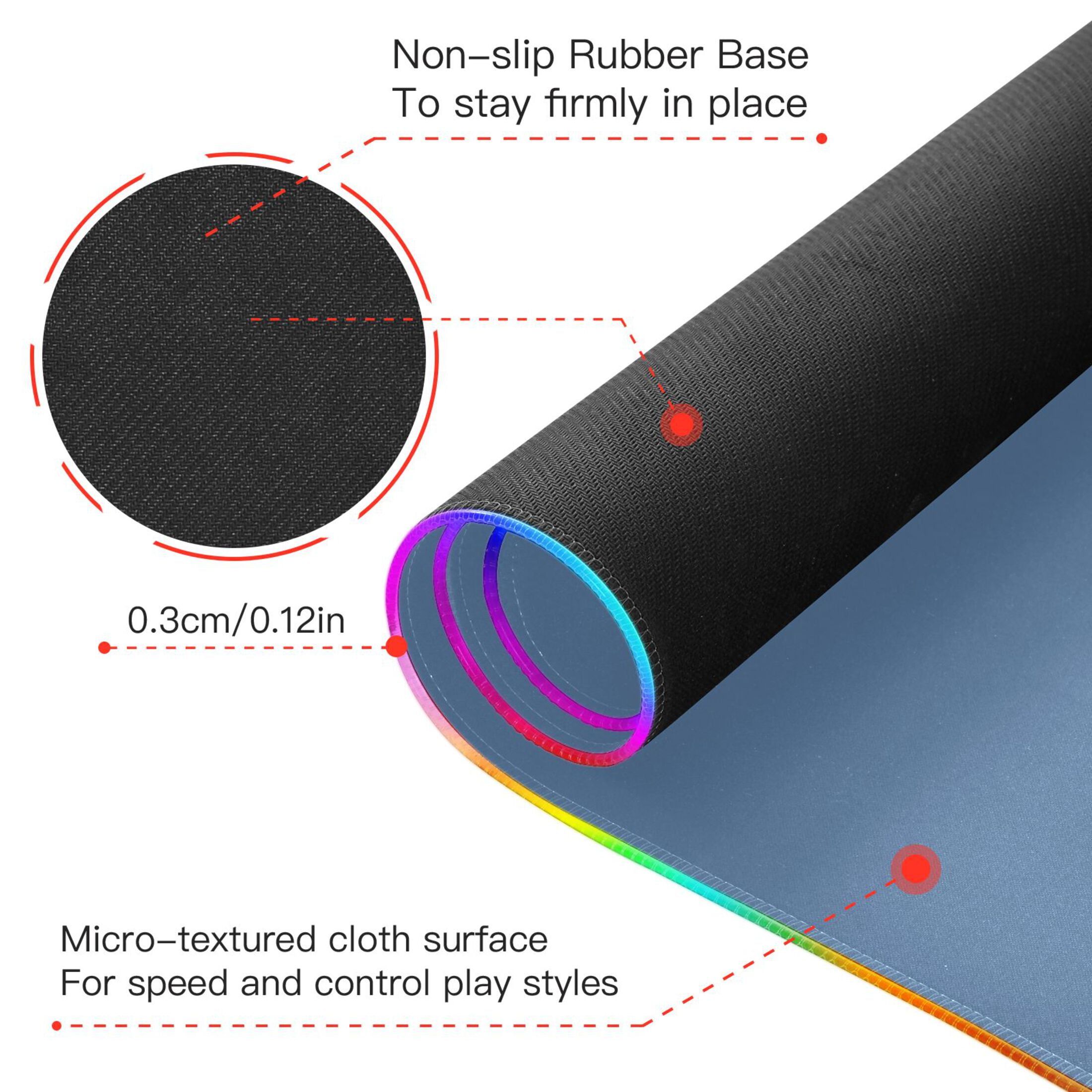 Wireless Charging Mouse Pad Large RGB Gaming Desk Mat 13 Light Modes Mousepad 31.5x11.8 Sea Blue