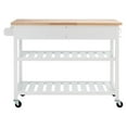 thumbnail image 6 of SAFAVIEH Kiko 2 Drawer 2 Shelf Kitchen Cart, White/Natural (47.2 in. W x 18.9 in. D x 35.4 in. H), 6 of 17