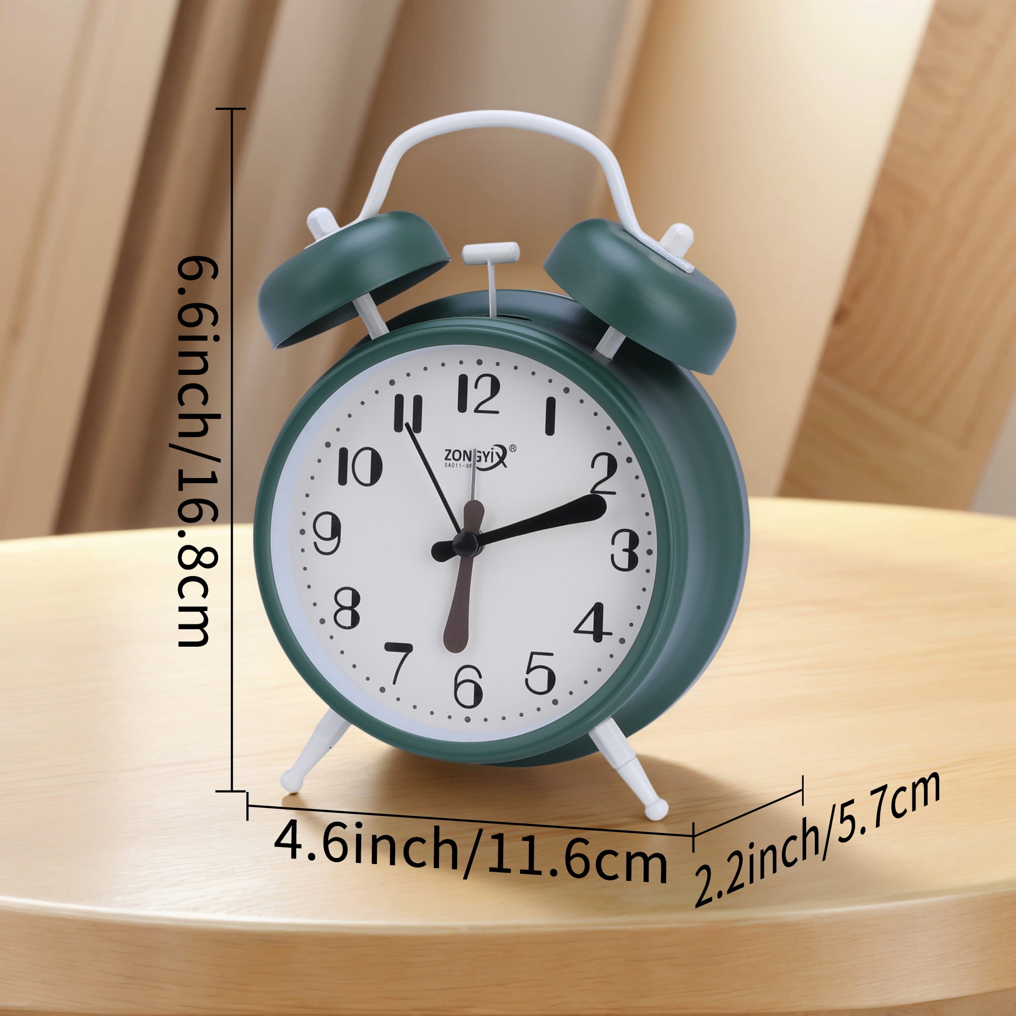 Unique Bargains Simple Design Dual Bell Loud Alarm Green 4.6"L x 2.2"W x 6.6"H