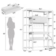 thumbnail image 3 of 6 Tier Bookcase with Writing Desk, LED Light Computer Desk with Hutch and Bookshelf, Storage Cabinet with Door, Storage Drawer, White, 3 of 10