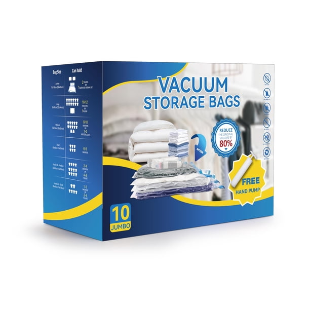 Bolsas de almacenamiento al vacío Simple Deluxe 10 Jumbo con bomba manual