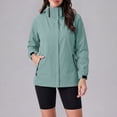 thumbnail image 4 of Plus Size Women's Detachable Hood Windbreaker Jacket, Waterproof Lightweight Packable Full‑Zip Coat with Pockets, Hiking Outerwear for Travel Camping Daily Commute, 4 of 7