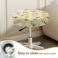 thumbnail image 3 of Renewold Stool Covers Round 2 Pack Stretch Bar Stool Saddle Padded Seat Covers Washable Stool Cushion Slipcovers for 14-16 Inch Chair, Bee Print Daisy Honeycomb Yellow, 3 of 5