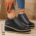 thumbnail image 3 of Platform Wedge Heel Ankle Boots for Women Waterproof PU Leather Casual Non Slip Zipper Fall Winter Booties, 3 of 5