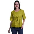 thumbnail image 1 of Moomaya Haut Col Rond Imprimé pour Femme Blouse Manches Coude Tunique Formelle Wear, 1 of 5