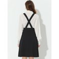 thumbnail image 4 of Vestido tipo peto para mujer con tirantes ajustables y falda con tirantes midi Negro M, 4 of 5