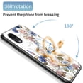 thumbnail image 4 of Feishell Compatible with Samsung Galaxy A03 Core 6.5 inch Flower Pattern Case with Diamond Ring Holder Support Magnetic Car Mount,Shockproof Luxury Glossy Glass Slim Phone Case for Women Girls,C, 4 of 13
