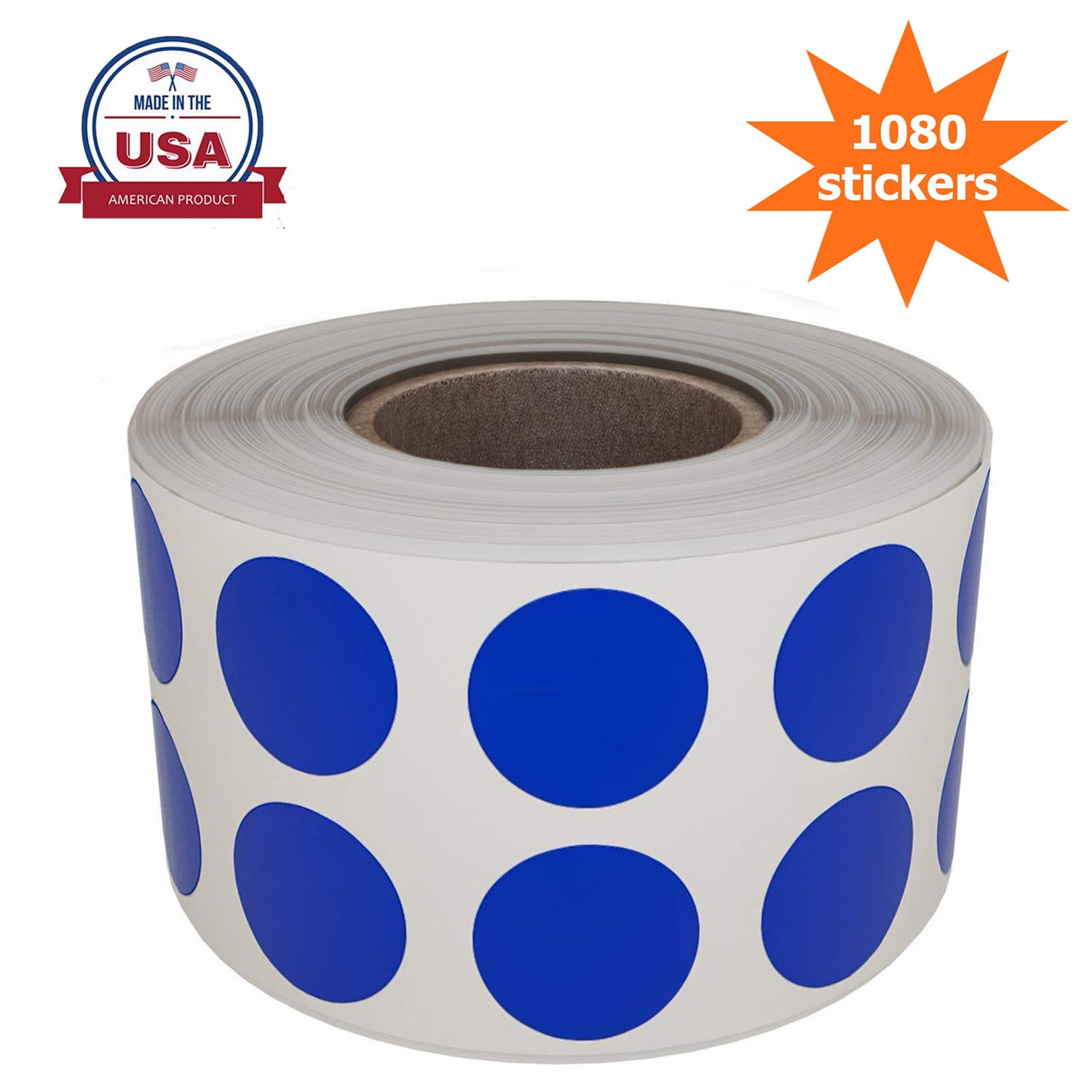 Royal Green 13mm Round Stickers on a Roll Color Coding Labels Adhesive in Blue 0.50 inch - 1080 Pack