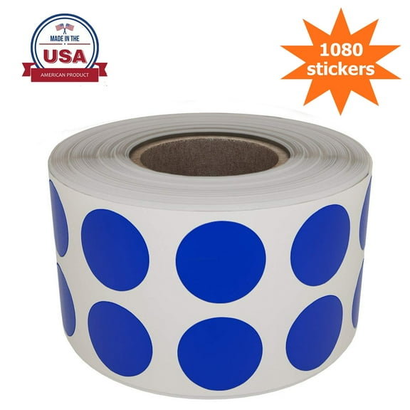 Royal Green 13mm Round Stickers on a Roll Color Coding Labels Adhesive in Blue 0.50 inch - 1080 Pack