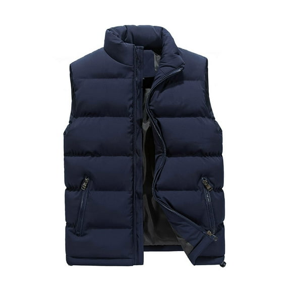 MAWCLOS Mens Full Zip Down Vest Winter Warmer Quilted Puffer Vest Casual Sleeveless Padded Jacket Coat Outerwear with Pocket
