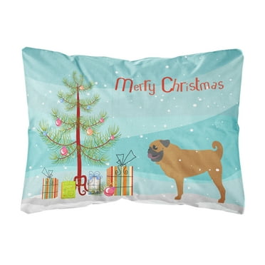 Carolines Treasures BB2965PW1216 Pug Merry Christmas Tree Canvas Fabric Decorative Pillow, 12H x16W, multicolor