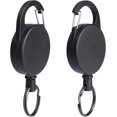 thumbnail image 1 of 2pcs Porte-cls Rtractable - Noir, Porte Badge Clef Retractable, Enrouleur Porte-cls Avec 60 Cm De Fil Dacier, Porte-badge Cls Rtractable Pour Pant, 1 of 5