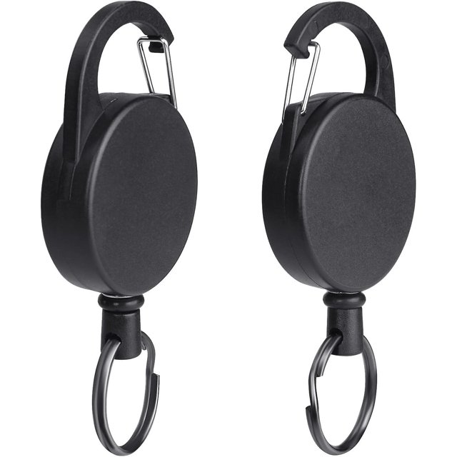 2pcs Porte-cls Rtractable - Noir, Porte Badge Clef Retractable, Enrouleur Porte-cls Avec 60 Cm De Fil Dacier, Porte-badge Cls Rtractable Pour Pant