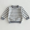 thumbnail image 3 of RUTAYY Children Girls Knit Sweater Striped Round Neck Long Sleeve Comfortable Soft Warm Casual Daily Wear 9 Months-8 Years Elegant Stylish Pullover Tops, 3 of 7