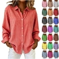 thumbnail image 2 of Utoimkio Women's Button Down Shirts Casual Striped Dress Shirt Long Sleeve Collared Office Work Blouse Tops Size S-XXL, 2 of 5