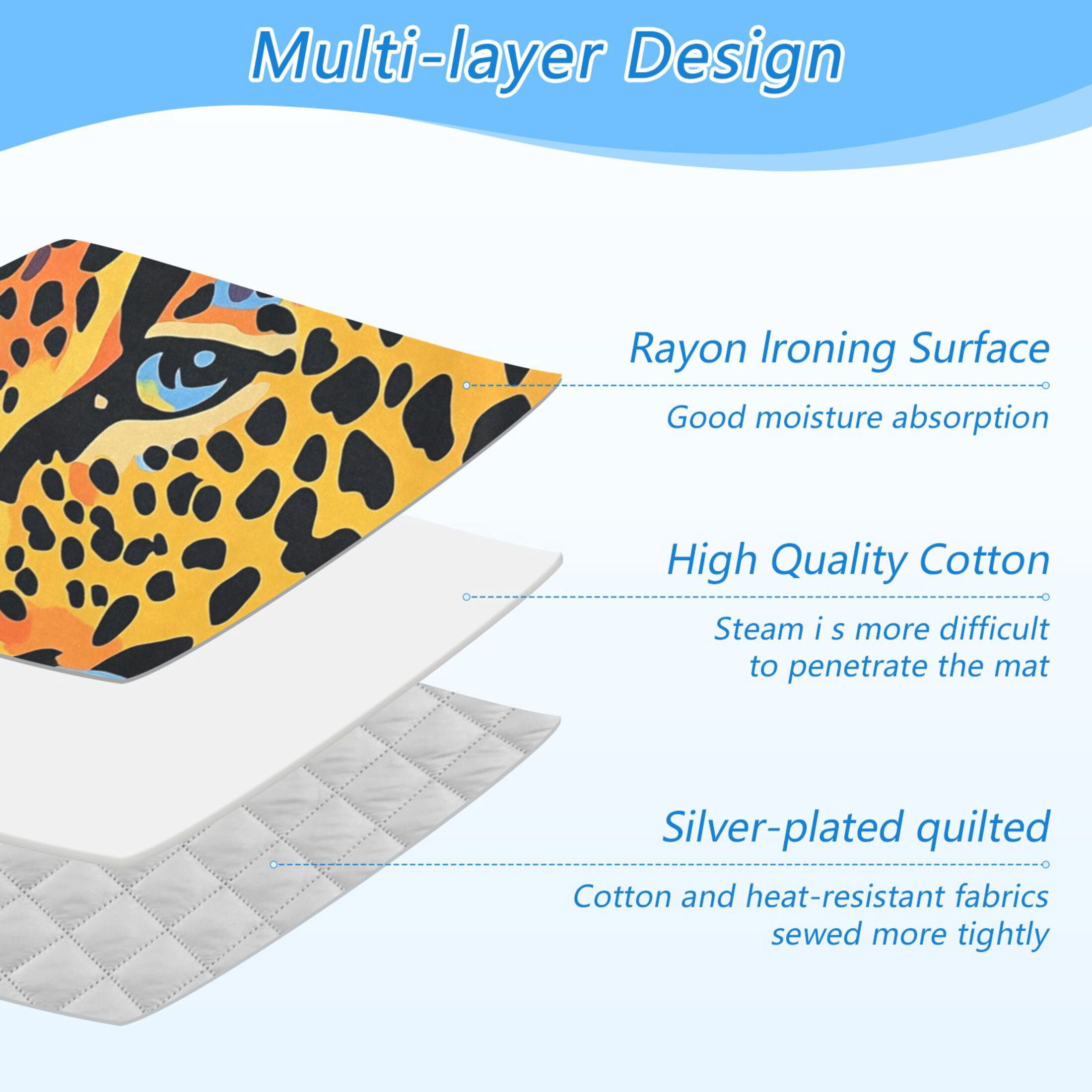 Colorful Leopard Painting Ironing Mat Blanket Portable Travel Ironing Pad Heat Resistant Pad 47.2" x 27.6”