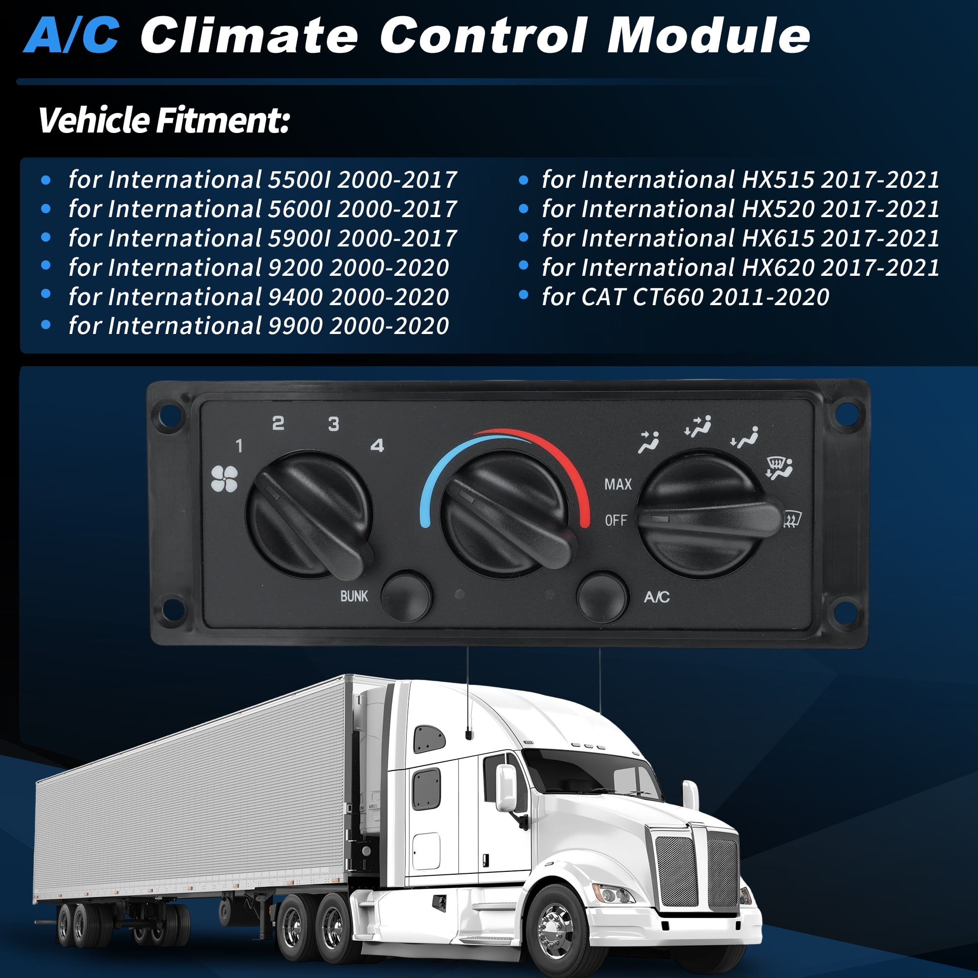 3518703C93 HVAC A/C Heater Climate Control Switch Panel Module for International 9200 9400 9900 5600I HX515 HX620 2000-2021 for CAT CT660 2011-2020