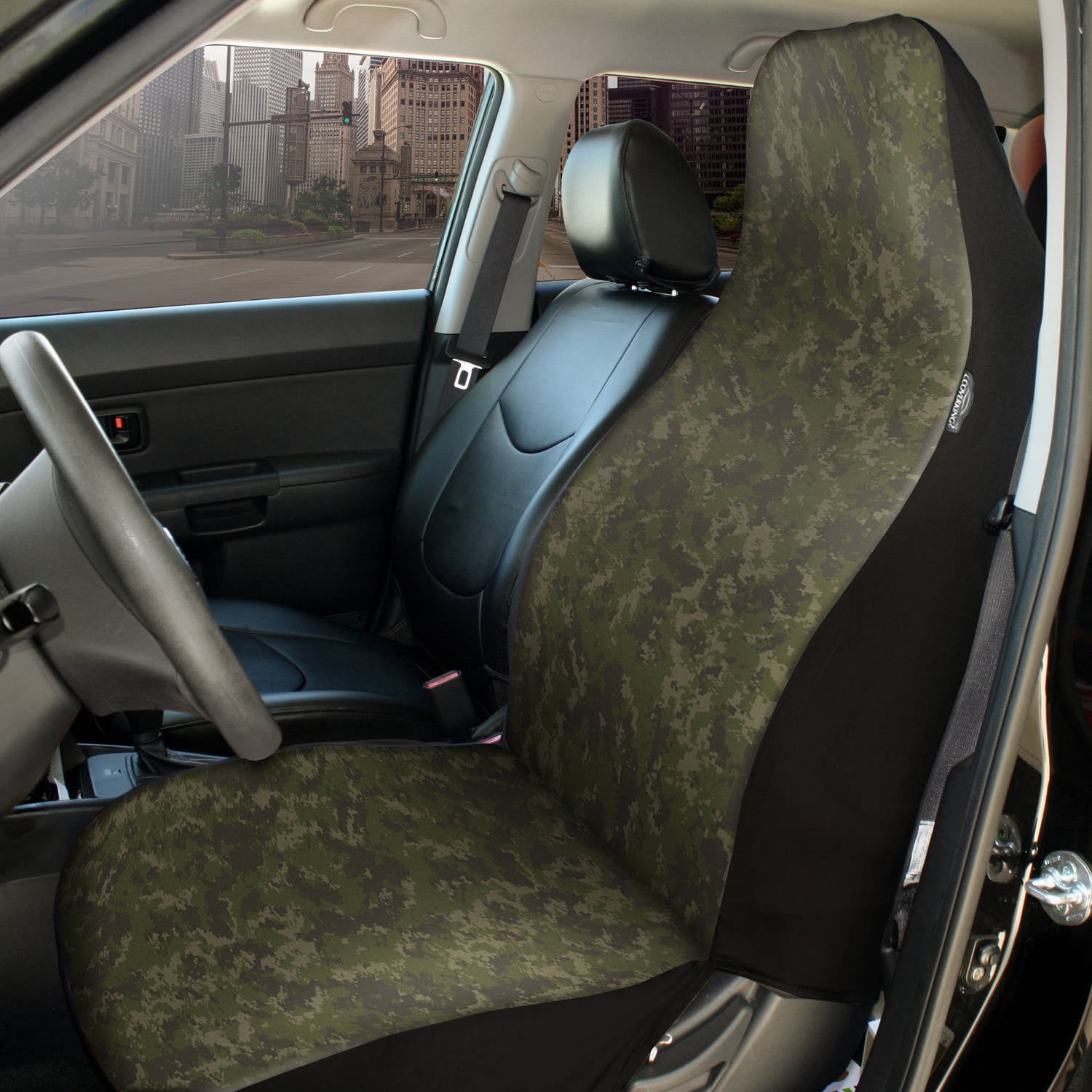 Coverking Universal Printed Seat Cover, Ultra Suede Digital Camo Jungle Green
