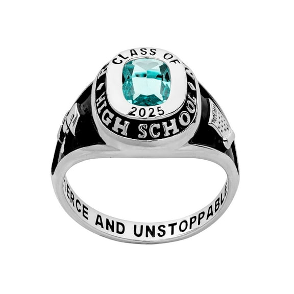Order Now for 2025 Graduation, Freestyle Women's Cushion Birthstone Class Ring, Personalized, High School or College