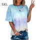 thumbnail image 1 of Camiseta de mujer, cuello redondo, manga corta, blusa con estampado tie-dye, azul cielo, 5XL Noticed AP002435-20, 1 of 6