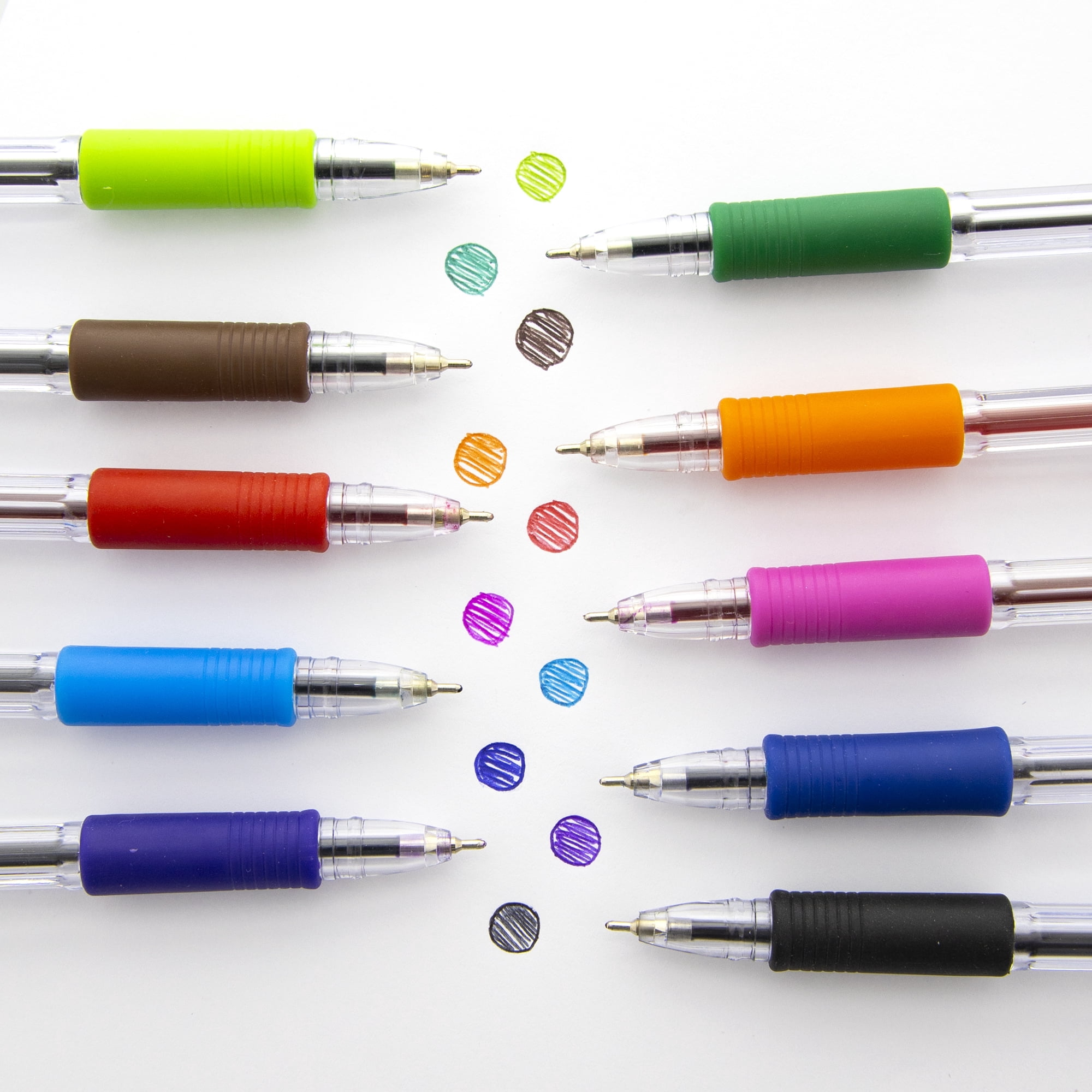 BAZIC G-Flex 10 Color Oil Gel Ink Pen, 0.7 mm, Soft Grip (10/Pack), 1-Pack