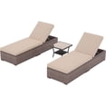 thumbnail image 7 of Outdoor Chaise Lounge Chair, 3 Piece Patio Reclining Sun Lounger with Coffee Table, All Weather PE Rattan Adjustable Lounge Chair, Patio Pool Lounge Chairs with Removable Cushion, Beige, 7 of 7
