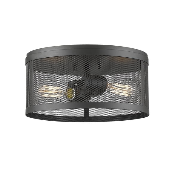 2 Light Flush Mount In Industrial Style 12.13 Inches Wide By 6 Inches High-Bronze Finish-Bronze Shade Color Z-Lite 331F12-Brz