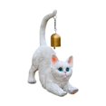 thumbnail image 3 of Estatua de gato con campana de metal, figura de gatito, carillón de viento, escultura de animal de resina para Blanco, 3 of 9