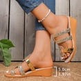 thumbnail image 5 of PiGOGI Women's Glitter Wedge Slides Linen Footbed Non-Slip Comfortable Beach Slippers Summer Gold 5.5, 5 of 9