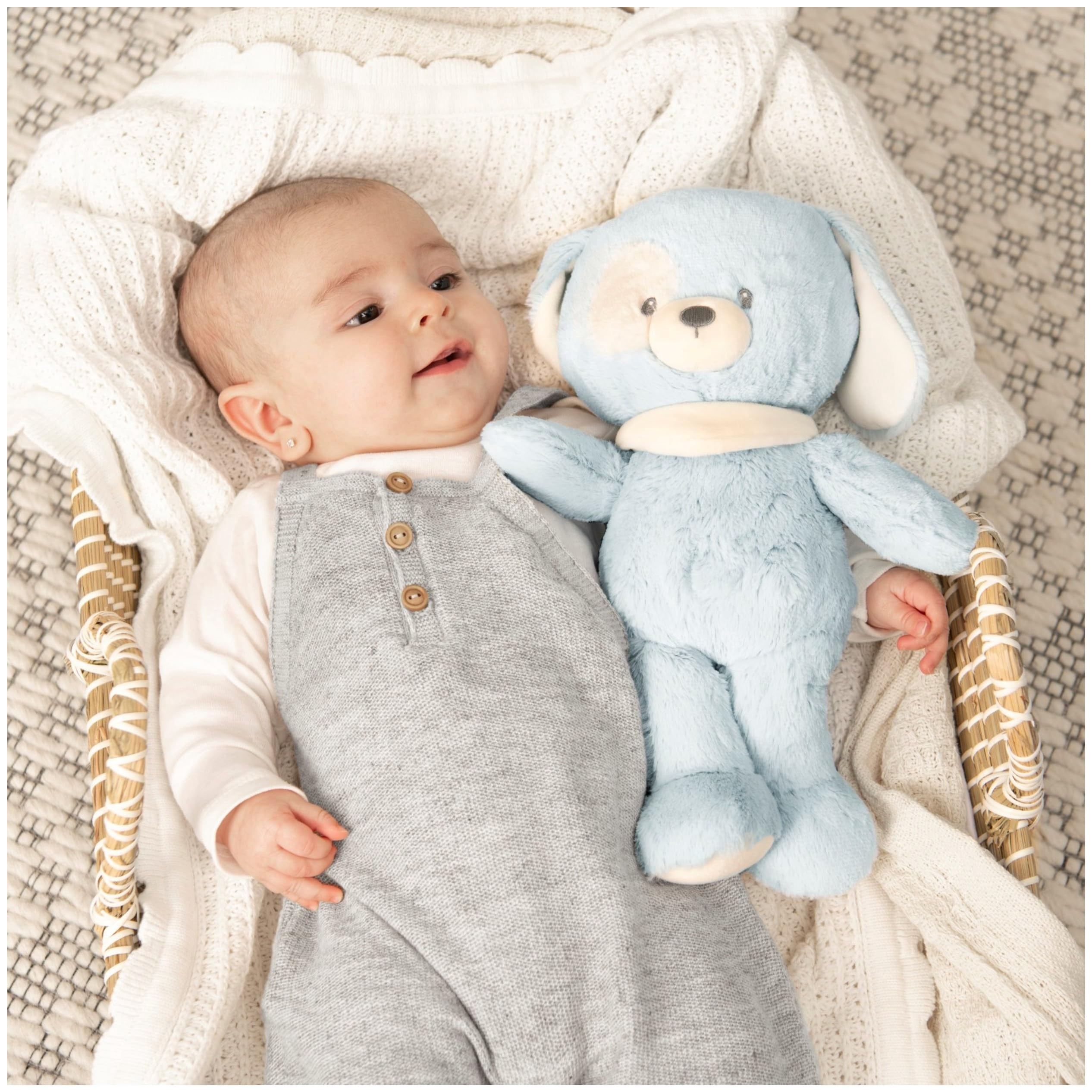 GUND Baby Sustainable Puppy Plush, Stuffed Animal Made from Recycled Materials, Spring Decor, Easter Gift for Babies and Newborns, Blue/Cream, 13