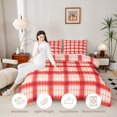 thumbnail image 3 of Manfei Abstract Geometric Check Twin Comforter Sets,Classic Plaid Bedding Set,Red Beige,Reversible,2 Pieces,1 Comforter and 1 Pillowcase,2 Pieces,1 Comforter and 1 Pillowcase, 3 of 7