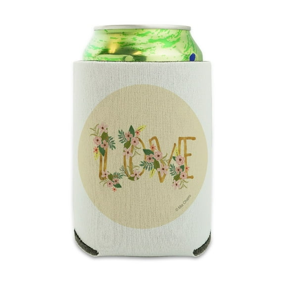 Love and Flowers Can Cooler - Drink Sleeve Hugger Collapsible Insulator - Beverage Insulated Holder
