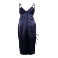 thumbnail image 3 of YOPTOP Robe de Pyjama pour Femmes en Satin Soyeux Longue Tenue de Nuit à Col en V, Bleu, Moyen, 3 of 6