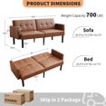 thumbnail image 3 of GloryStar Modern Sleeper Sofa, Compact Convertible Couch Futon with Sturdy Wood Legs and 700lbs Weight Capacity, 3 of 7