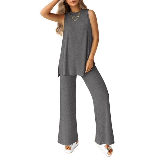 Conjunto Deportivo PRETTYGARDEN Mujer 2 Piezas Suelto Gris Oscuro Talle S