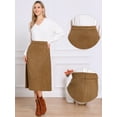 thumbnail image 2 of DARING DIVA Women's Casual A Line Faux Suede Midi Skirts S Brown, 2 of 6
