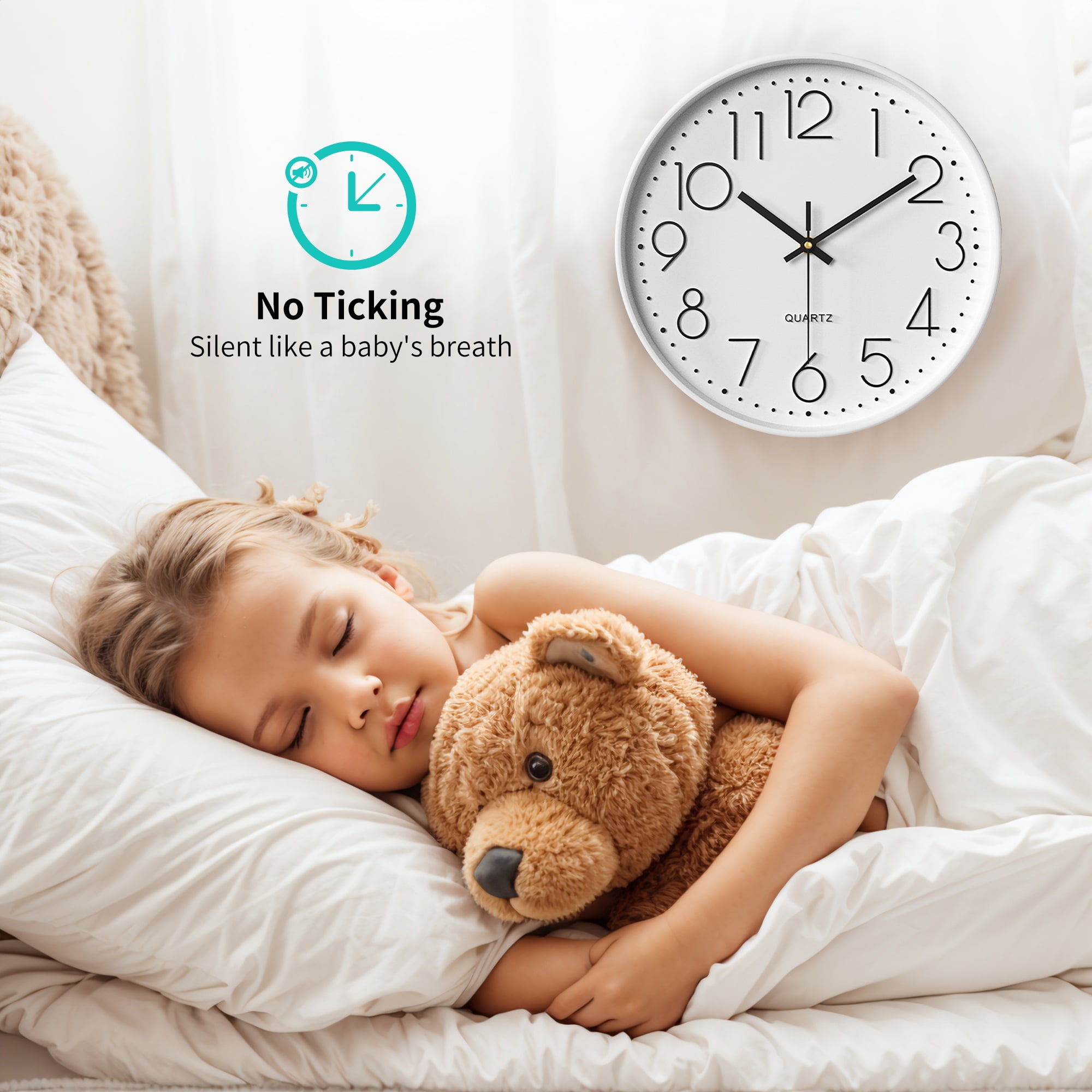 Unique Bargains Silent Non-Ticking Modern Battery Operated Wall Clock Green