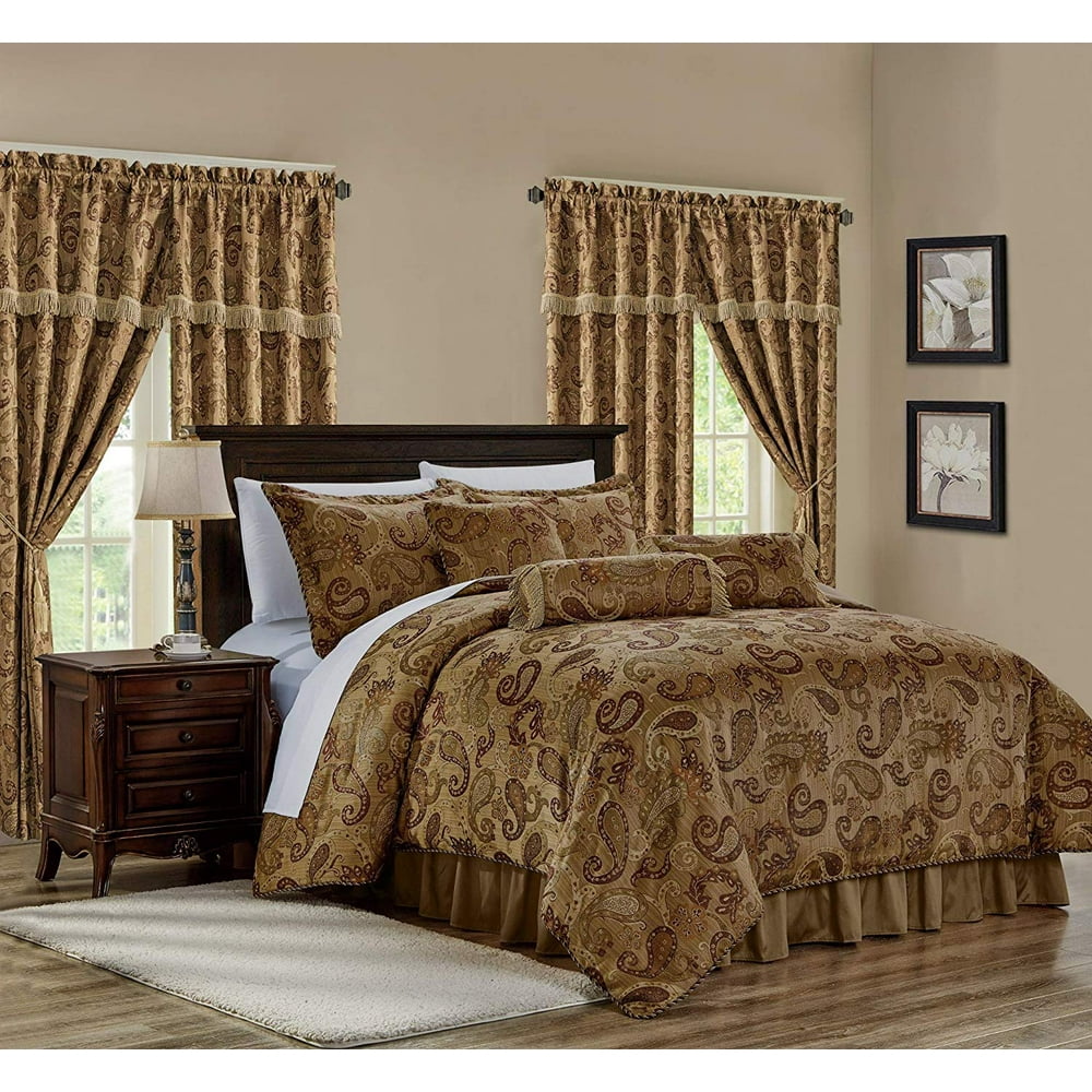 Chezmoi Collection Adelle 7-Piece Multi-Color Paisley Jacquard