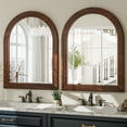 thumbnail image 2 of Easy4Home 40"x30" Arched Bathroom Mirror with Wooden Frame Decorative Wall Mounted Mirror, Brown, 2 of 6