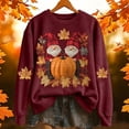 thumbnail image 2 of Sweatshirt for Women Pumpkin Maple Leaf Print Crewneck Long Sleeve Soft Halloween Fall Holiday Top, 2 of 4