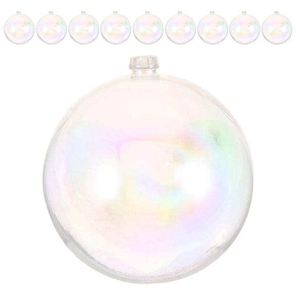 FRCOLOR 10pcs Clear Iridescent Plastic Ornaments Mini Fillable Christmas Balls for Tree Decorations DIY Hanging Baubles for Holiday Party Wedding Birthday Home Decor