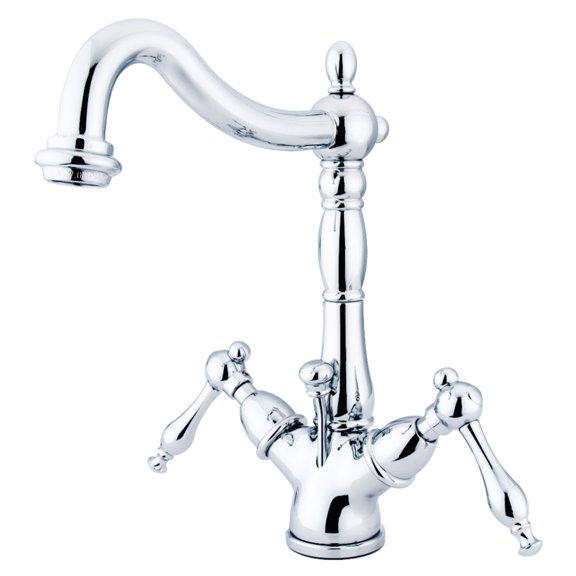 Kingston Brass KS1431NL Naples Two-Handle Bathroom Faucet with Brass Pop-Up and Cover Plate, Polished Chrome
