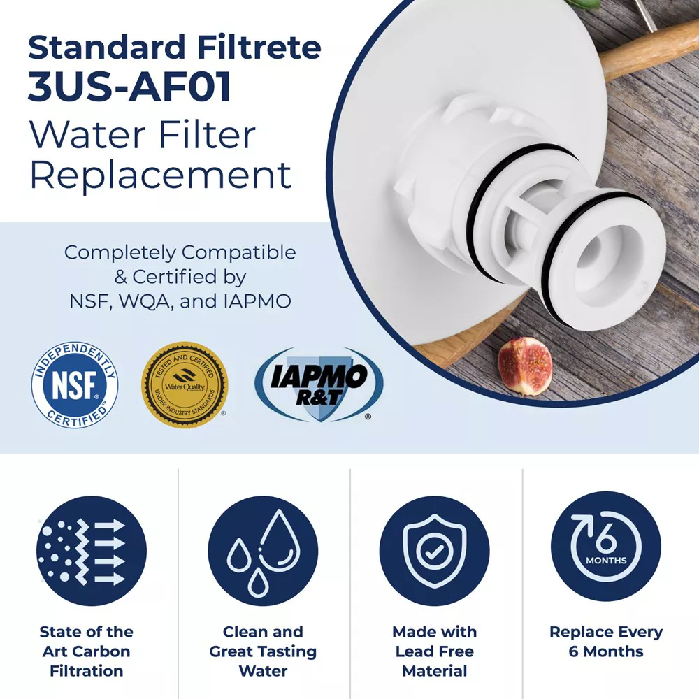 PURELINE 3US-AF01 Replacement Filter. Compatible with 3M® Filtrete 3US-AF01 Under Sink Water Filters (3 Pack)